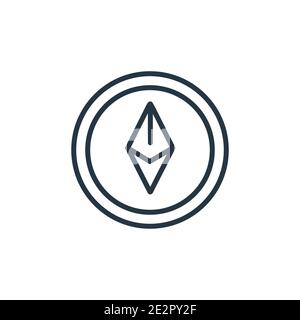 Etherium outline vector icon. Thin line black etherium icon, flat vector simple element illustration from editable cryptocurrency concept isolated on Stock Vector