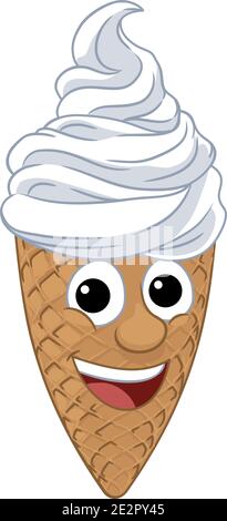 Ice Cream Cone Cartoon Character Mascot Stock Vector