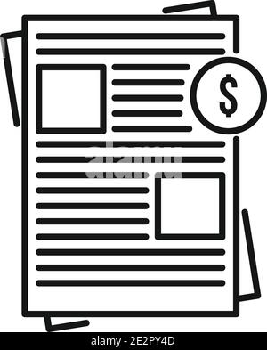 Estimator money paper icon, outline style Stock Vector