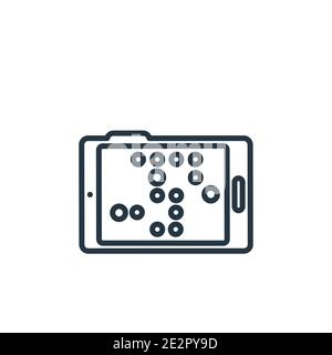 Braille outline vector icon. Thin line black braille icon, flat vector simple element illustration from editable communication concept isolated on whi Stock Vector