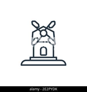 Mill outline vector icon. Thin line black mill icon, flat vector simple element illustration from editable wild west concept isolated stroke on white Stock Vector