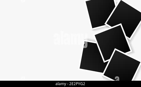 Set of empty black photo frames set on white background. Vector illustration for your photos or memories. Stock Vector