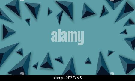 Abstract Background with Black Triangles. Realistic and 3D. Vector illustration on blue background. Stock Vector