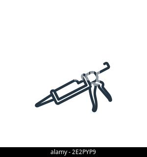 Caulk gun outline vector icon. Thin line black caulk gun icon, flat vector simple element illustration from editable construction and tools concept is Stock Vector
