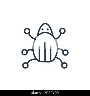 Malware outline vector icon. Thin line black malware icon, flat vector simple element illustration from editable cyber concept isolated stroke on whit Stock Vector