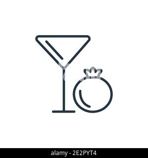Pomegranate martini outline vector icon. Thin line black pomegranate martini icon, flat vector simple element illustration from editable drinks concep Stock Vector