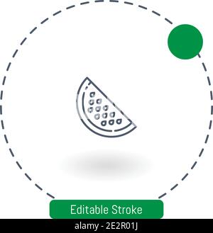 inclined watermelon vector icon editable stroke outline icons for web and mobile Stock Vector