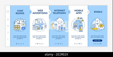 New media examples onboarding vector template Stock Vector