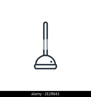 Plunger outline vector icon. Thin line black plunger icon, flat vector simple element illustration from editable cleaning concept isolated on white ba Stock Vector