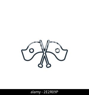 Flags crossed outline vector icon. Thin line black flags crossed icon, flat vector simple element illustration from editable construction concept isol Stock Vector