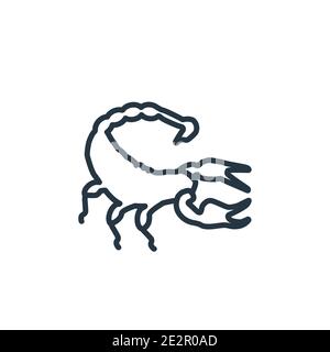 Scorpion outline vector icon. Thin line black scorpion icon, flat vector simple element illustration from editable desert concept isolated stroke on w Stock Vector