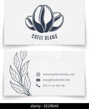 Coffee beans logo design on white businesscard template. Stock Vector