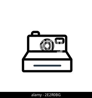 Polaroid outline vector icon. Thin line black polaroid icon, flat vector simple element illustration from editable birthday and party concept isolated Stock Vector