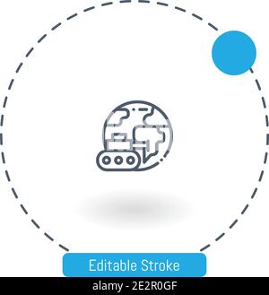 world war vector icon editable stroke outline icons for web and mobile Stock Vector