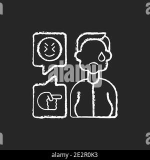 Weight-based cyberbullying chalk white icon on black background Stock Vector