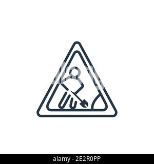 Construction works outline vector icon. Thin line black construction works icon, flat vector simple element illustration from editable construction co Stock Vector
