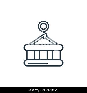 Derrick with pallet outline vector icon. Thin line black derrick with pallet icon, flat vector simple element illustration from editable construction Stock Vector