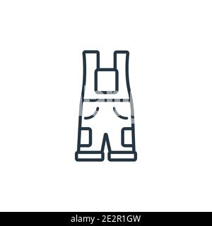Dungarees outline vector icon. Thin line black dungarees icon, flat vector simple element illustration from editable concept isolated on white backgro Stock Vector