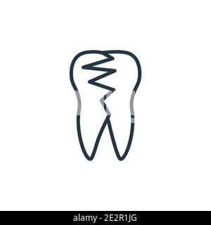 Broken tooth outline vector icon. Thin line black broken tooth icon, flat vector simple element illustration from editable dentist concept isolated st Stock Vector