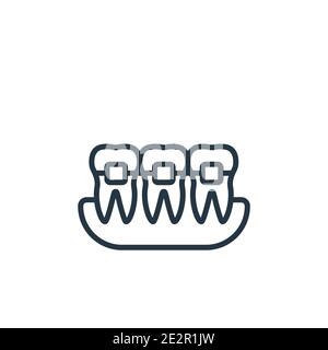 Dental brackets outline vector icon. Thin line black dental brackets icon, flat vector simple element illustration from editable dentist concept isola Stock Vector
