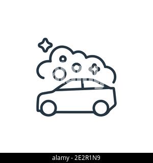 Car wash outline vector icon. Thin line black car wash icon, flat vector simple element illustration from editable cleaning concept isolated on white Stock Vector