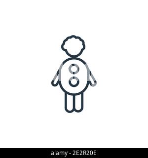 Fat man with hat and moustache outline vector icon. Thin line black fat man with hat and moustache icon, flat vector simple element illustration from Stock Vector