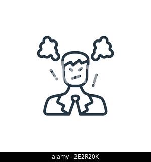 Angry boss outline vector icon. Thin line black angry boss icon, flat vector simple element illustration from editable business concept isolated on wh Stock Vector
