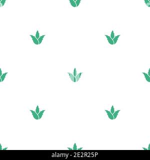 Green Aloe Vera seamless pattern. Medical, cosmetic, health care wallpaper. Eco, floral, natural, organic ornament Vector flat background Stock Vector