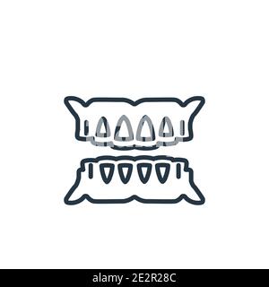 Dentures outline vector icon. Thin line black dentures icon, flat vector simple element illustration from editable dentist concept isolated stroke on Stock Vector