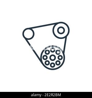Car fan belt outline vector icon. Thin line black car fan belt icon, flat vector simple element illustration from editable car parts concept isolated Stock Vector