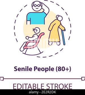 Senile people concept icon Stock Vector