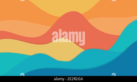 Colorful abstract background in paper cut style. vector landscape wave design Stock Vector