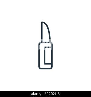 Retractable trimming knife outline vector icon. Thin line black retractable trimming knife icon, flat vector simple element illustration from editable Stock Vector