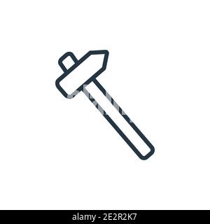 Hammer outline vector icon. Thin line black hammer icon, flat vector simple element illustration from editable construction concept isolated on white Stock Vector