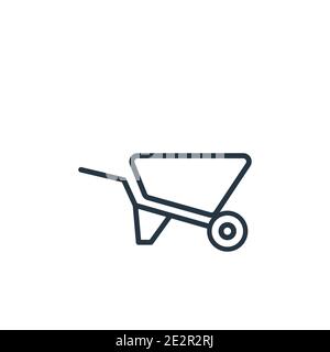 Wheelbarrow outline vector icon. Thin line black wheelbarrow icon, flat vector simple element illustration from editable construction concept isolated Stock Vector