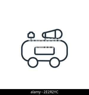Air compressor outline vector icon. Thin line black air compressor icon, flat vector simple element illustration from editable construction concept is Stock Vector