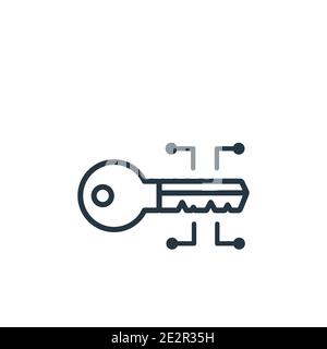 Crypto key outline vector icon. Thin line black crypto key icon, flat vector simple element illustration from editable cryptocurrency concept isolated Stock Vector
