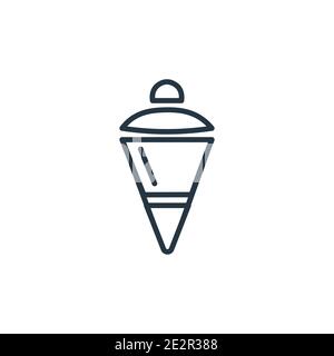 Plumb bob outline vector icon. Thin line black plumb bob icon, flat vector simple element illustration from editable construction concept isolated str Stock Vector