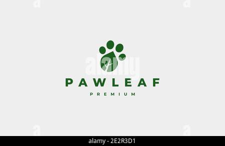 paw leaf foot print logo Design Vector illustration Stock Vector