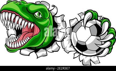 Dinosaur Soccer Football Player Sports Mascot Stock Vector