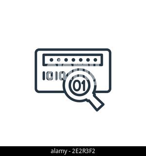 Binary data search outline vector icon. Thin line black binary data search icon, flat vector simple element illustration from editable analytics conce Stock Vector