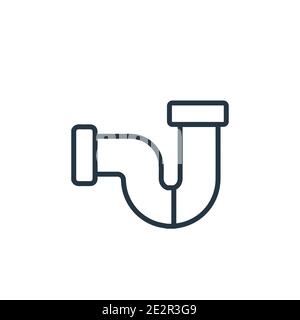 Plumbing pipes outline vector icon. Thin line black plumbing pipes icon, flat vector simple element illustration from editable construction concept is Stock Vector