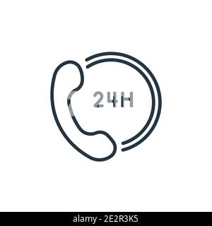 24 hours outline vector icon. Thin line black 24 hours icon, flat vector simple element illustration from editable customer service concept isolated s Stock Vector