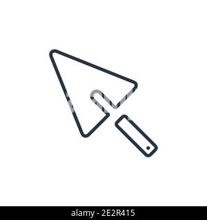 Trowel outline vector icon. Thin line black trowel icon, flat vector simple element illustration from editable construction tools concept isolated str Stock Vector