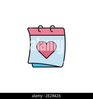 Calendar lineal color icon with heart. simple design editable. Design template vector Stock Vector