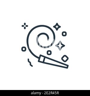 Party blower outline vector icon. Thin line black party blower icon, flat vector simple element illustration from editable birthday and party concept Stock Vector