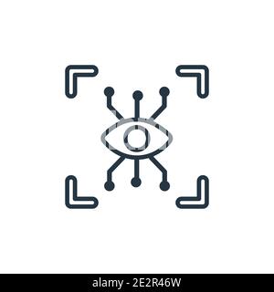 Eye tap outline vector icon. Thin line black eye tap icon, flat vector simple element illustration from editable augmented reality concept isolated on Stock Vector