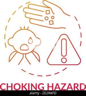 Choking hazard red gradient concept icon Stock Vector