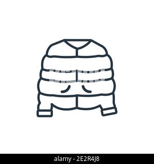 Puffer jacket outline vector icon. Thin line black puffer jacket icon, flat vector simple element illustration from editable concept isolated on white Stock Vector