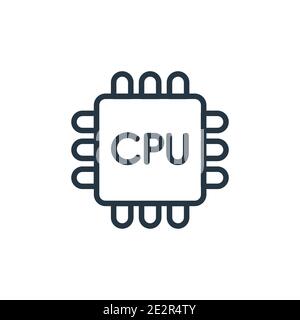 Cpu outline vector icon. Thin line black cpu icon, flat vector simple element illustration from editable artificial intelligence concept isolated on w Stock Vector